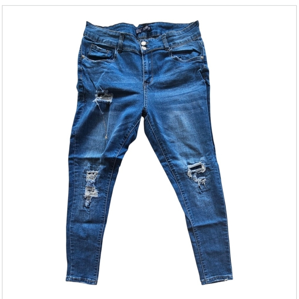 GAP Blue Distressed Skinny Jeans with Stretch​